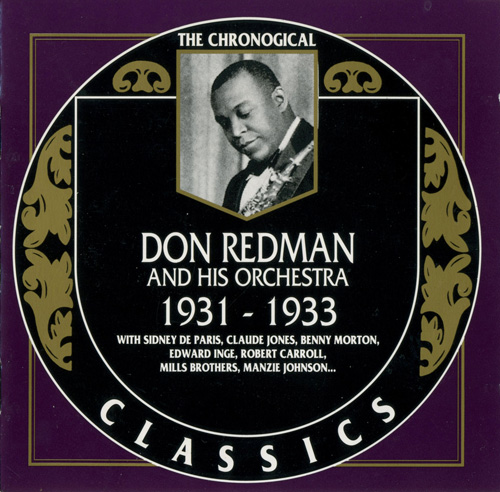 Front cover of the compilation CD “The Chronological Classics: Don Redman and His Orchestra 1931–1933” — a period photograph of Redman in a tuxedo, set in an oval on a purple and gold label design