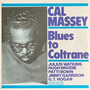 Cover of Cal Massey's album Blues to Coltrane (Candid), showing a portrait of the trumpeter